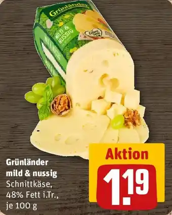 REWE Grünländer mild & nussig Schnittkäse Angebot