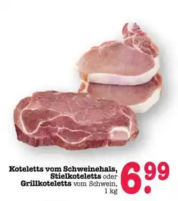 Scheck-in-Center Koteletts vom Schweinehals, Stielkoteletts oder Grillkoteletts Angebot