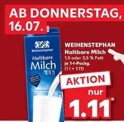 Kaufland WEIHENSTEPHAN Haltbare Milch Angebot