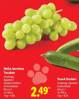Lidl Helle, kernlose Trauben Angebot