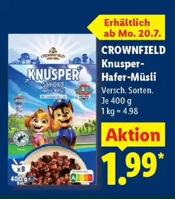 Lidl CROWNFIELD Knusper- Hafer-Müsli Angebot