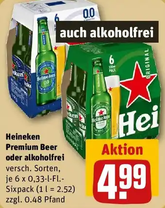 REWE Heineken Premium Beer oder alkoholfrei Angebot