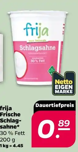 Netto frija Frische Schlagsahne* Angebot