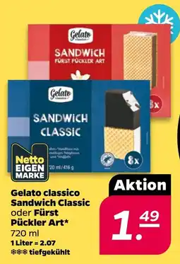 Netto Gelato classico Sandwich Classic oder Fürst Pückler Art Angebot