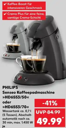 Kaufland PHILIPS Senseo Kaffeepadmaschine HD6553/50 oder HD6553/70 Angebot