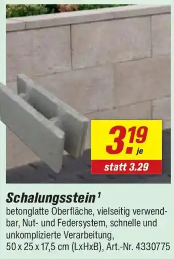toom Baumarkt Schalungsstein Angebot