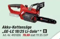 toom Baumarkt Einhell Akku-Kettensäge GE-LC 18/25 Li-Solo Angebot