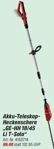 toom Baumarkt Einhell Akku-Teleskop-Heckenschere „GE-HH 18/45 Li T-Solo“ Angebot