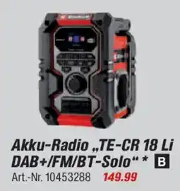 toom Baumarkt Akku-Radio „TE-CR 18 Li DAB+/FM/BT-Solo“ Angebot