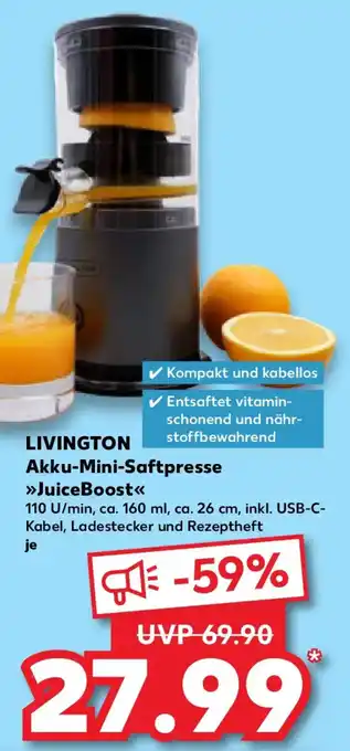 Kaufland LIVINGTON Akku-Mini-Saftpresse JuiceBoost Angebot