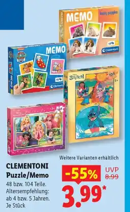 Lidl CLEMENTONI Puzzle/Memo Angebot