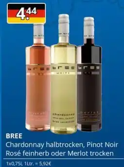 Sagasser BREE Chardonnay halbtrocken, Pinot Noir Rosé feinherb oder Merlot trocken Angebot
