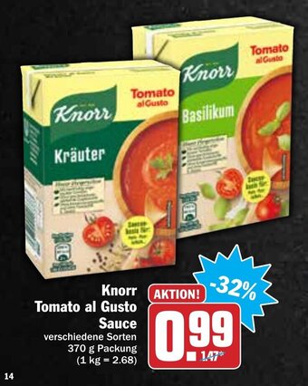 HIT Knorr Tomato al Gusto Sauce Angebot