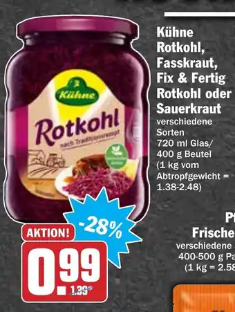 Hit Kühne Rotkohl, Fasskraut, Fix & Fertig Rotkohl oder Sauerkraut Angebot