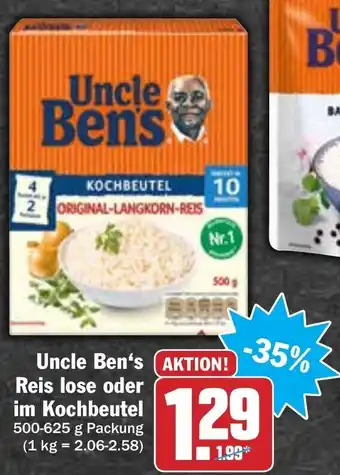 Hit Uncle Ben's Reis lose oder im Kochbeutel Angebot