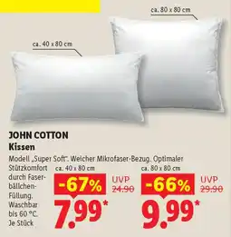 Lidl JOHN COTTON Kissen Modell,,Super Soft". Angebot