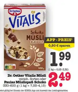 Scheck-in-Center DR. OETKER Vitalis-Müsli Angebot
