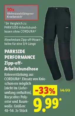 Lidl PARKSIDE PERFORMANCE Zipp-off- Arbeitsbundhose Angebot