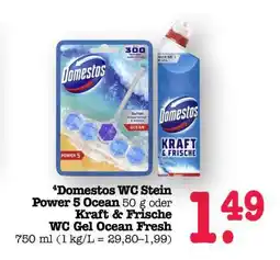 Scheck-in-Center Domestos WC Stein Power 5 Ocean 50 g oder Kraft & Frische WC Gel Ocean Fresh Angebot