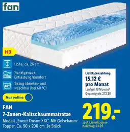 Lidl FAN 7-Zonen-Kaltschaummatratze Angebot