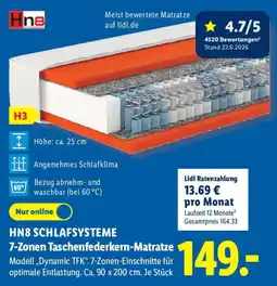 Lidl HN8 SCHLAFSYSTEME 7-Zonen Taschenfederkern-Matratze Angebot