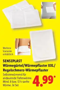Lidl SENSIPLAST Wärmegürtel/Wärmepflaster XXL/Regelschmerz-Wärmepflaster Angebot