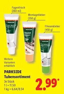 Lidl PARKSIDE Tubensortiment Angebot
