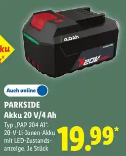 Lidl PARKSIDE Akku 20 V/4 Ah Angebot