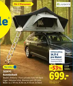 Lidl JUSKYS Autodachzelt Angebot
