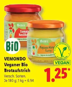 Lidl VEMONDO Veganer Bio Brotaufstrich Angebot