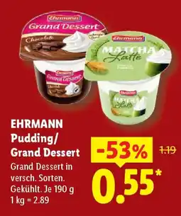 Lidl EHRMANN Pudding/ Grand Dessert Angebot