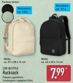 Aldi Nord LIVE IN STYLE Rucksack Angebot