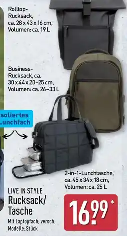 Aldi Nord LIVE IN STYLE Rucksack/Tasche Angebot