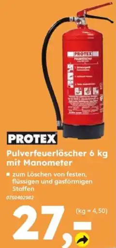Globus Baumarkt PROTEX Pulverfeuerlöscher 6 kg mit Manometer Angebot