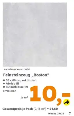 Globus Baumarkt Feinsteinzeug "Boston" Angebot