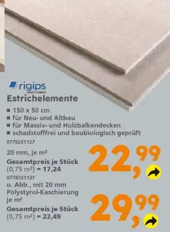 Globus Baumarkt rigips Estrichelemente Angebot