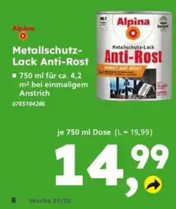 Globus Baumarkt Alpina Metallschutz-Lack Anti-Rost Angebot