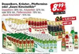 Repo Markt Doppelkorn, Kräuter-, Pfefferminz- oder „Saure Kirschelikör“ Angebot
