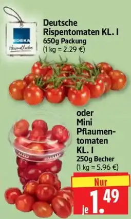Edeka Herkules Edeka Deutsche Rispentomaten oder Mini Pflaumentomaten Angebot