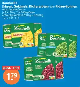 V Markt Bonduelle Erbsen, Goldmais, Kichererbsen oder Kidneybohnen Angebot
