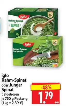Edeka Herkules iglo Rahm-Spinat oder Junger Spinat Angebot