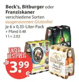 V Markt Beck's, Bitburger oder Franziskaner Angebot