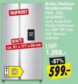 Repo Markt Kühl-/Gefrier-kombination PKM „SBS 444DIXWD“ Angebot