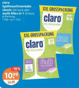 V Markt claro Spülmaschinentabs classic multi Alles in 1 Angebot