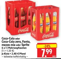 Edeka Herkules Coca-Cola oder Coca-Cola zero, Fanta, mezzo mix oder Sprite Angebot