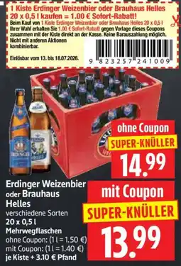Edeka Herkules Erdinger Weizenbier oder Brauhaus Helles Angebot