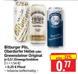 Edeka Herkules Bitburger Pils, Oberdorfer Helles oder Grevensteiner Original Angebot
