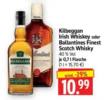 Edeka Herkules Kilbeggan Irish Whiskey oder Ballantines Finest Scotch Whisky Angebot