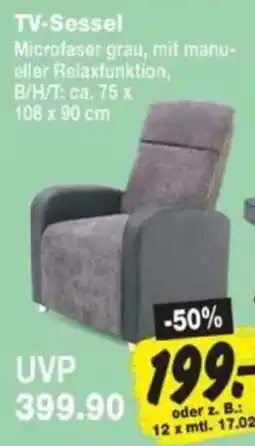 Repo Markt TV-Sessel Microfaser grau Angebot