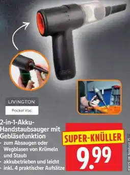 Edeka Herkules LIVINGTON Pocket Vac 2-in-1-Akku-Handstaubsauger mit Gebläsefunktion Angebot
